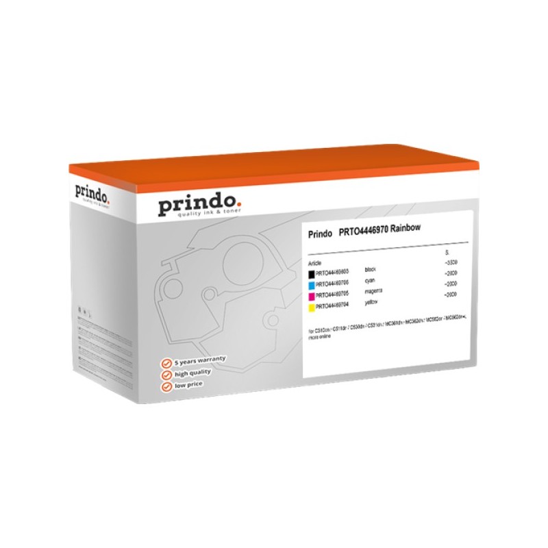 ORIGINAL Prindo Multipack nero / ciano / magenta / giallo PRTO4446970 Rainbow Classic ~9500 Seiten 1x PRTO44469803 + 1x PRTO4446